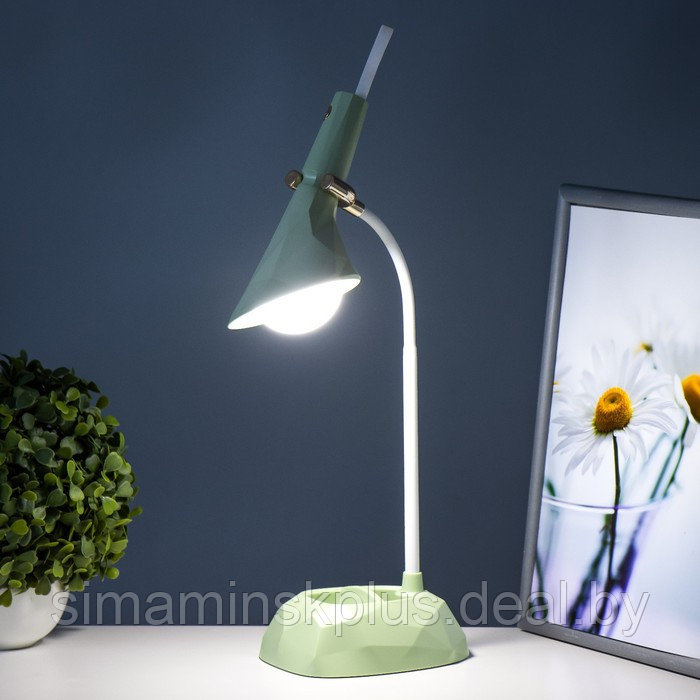 Настольная лампа "Делсер" LED 3Вт USB АКБ зелёный 14х13х39 см - фото 4 - id-p202413342
