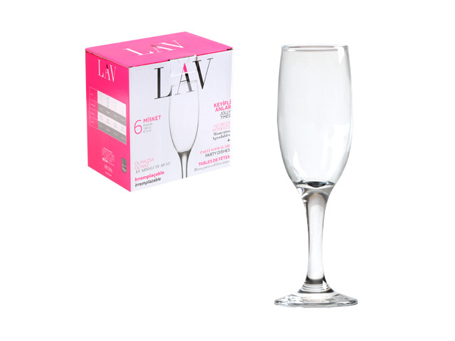 Набор бокалов для шампанского, 6 шт., 190 мл, серия Misket, LAV (так же используется в HoReCa) - фото 1 - id-p202419856