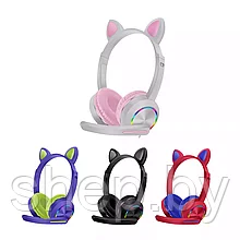Наушники Cat Ear AKZ-020 проводные ("кошачьи ушки") LED подсветка с микрофоном  Цвет : есть выбор