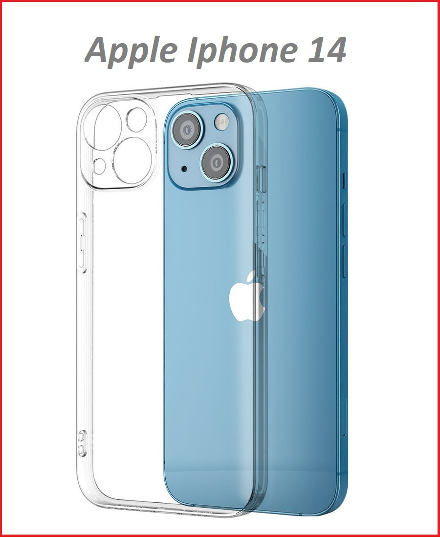 Чехол-накладка для Apple Iphone 14 (силикон) прозрачный с защитой камеры - фото 1 - id-p189538540