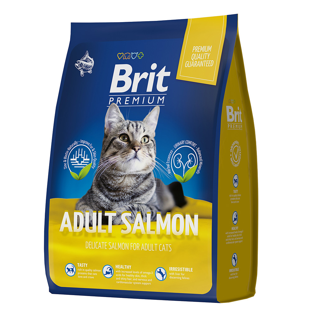 "Brit" Premium Cat Adult сухой корм с лососем для взрослых кошек 2кг - фото 1 - id-p202422355