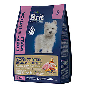 "Brit" Premium Dog Puppy and Junior Small сухой корм с курицей для щенков и молодых собак мелких пород 3кг