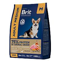 "Brit" Premium Dog Adult Medium сухой корм с курицей для взрослых собак средних пород 3кг