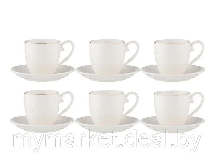 Кофейный набор фарфоровый 90 мл 6 персон Bekker BK-6827 - фото 2 - id-p202436932