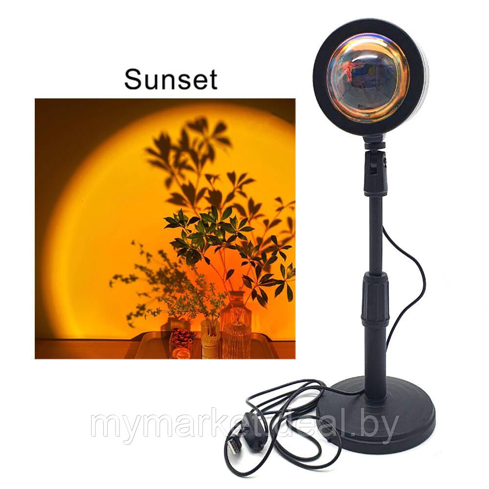 Проекционный светильник Golden Sunset Lamp LED / USB проектор атмосферная лампа для фото / тик ток лампа - фото 1 - id-p202436941