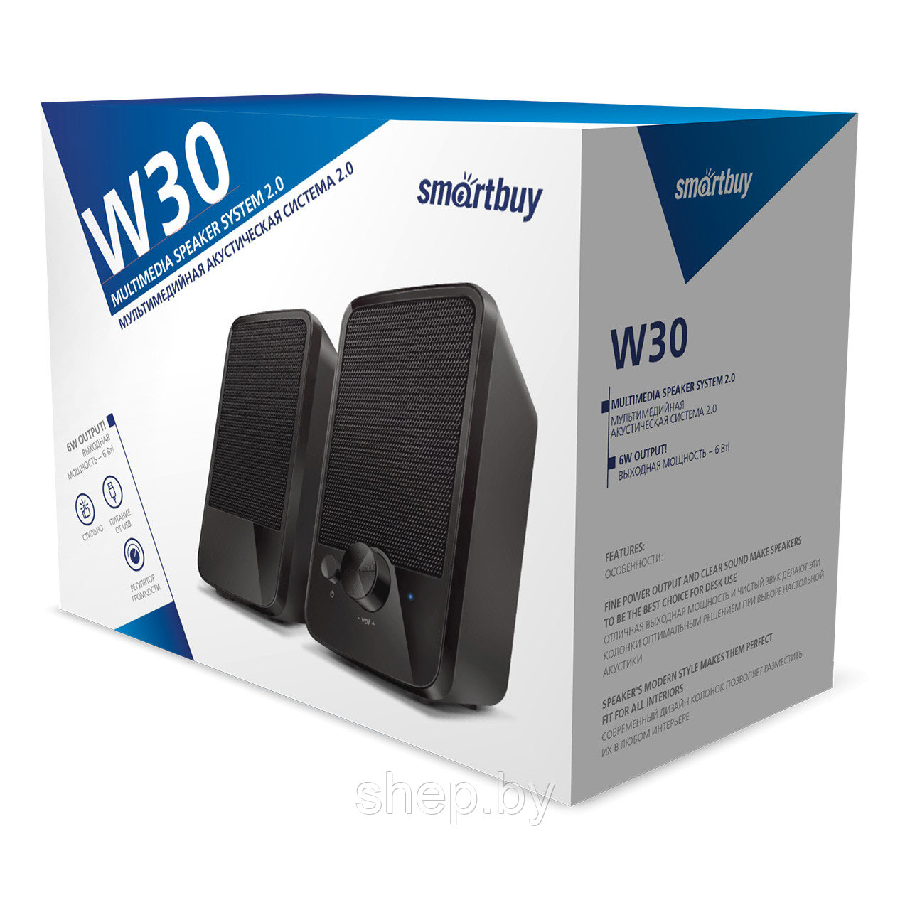 Компьютерная акустика 2.0 Smartbuy W30, 6Вт, динамики 76мм, USB SBA-4850 - фото 3 - id-p202437156