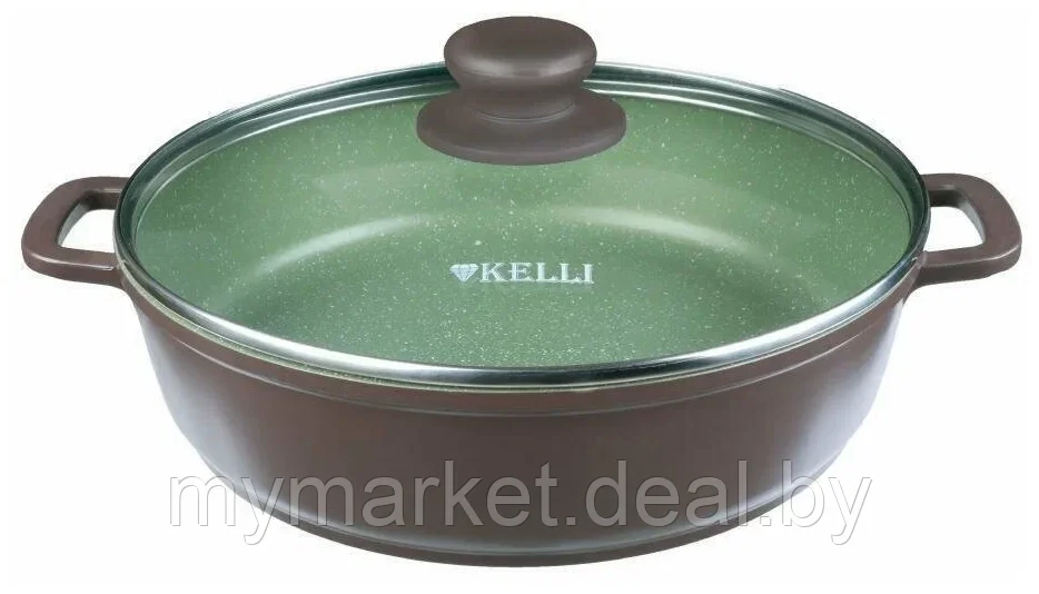 Сковорода-сотейник с мраморным покрытием 24 см 3 л KELLI KL-4094-24 - фото 1 - id-p202436966