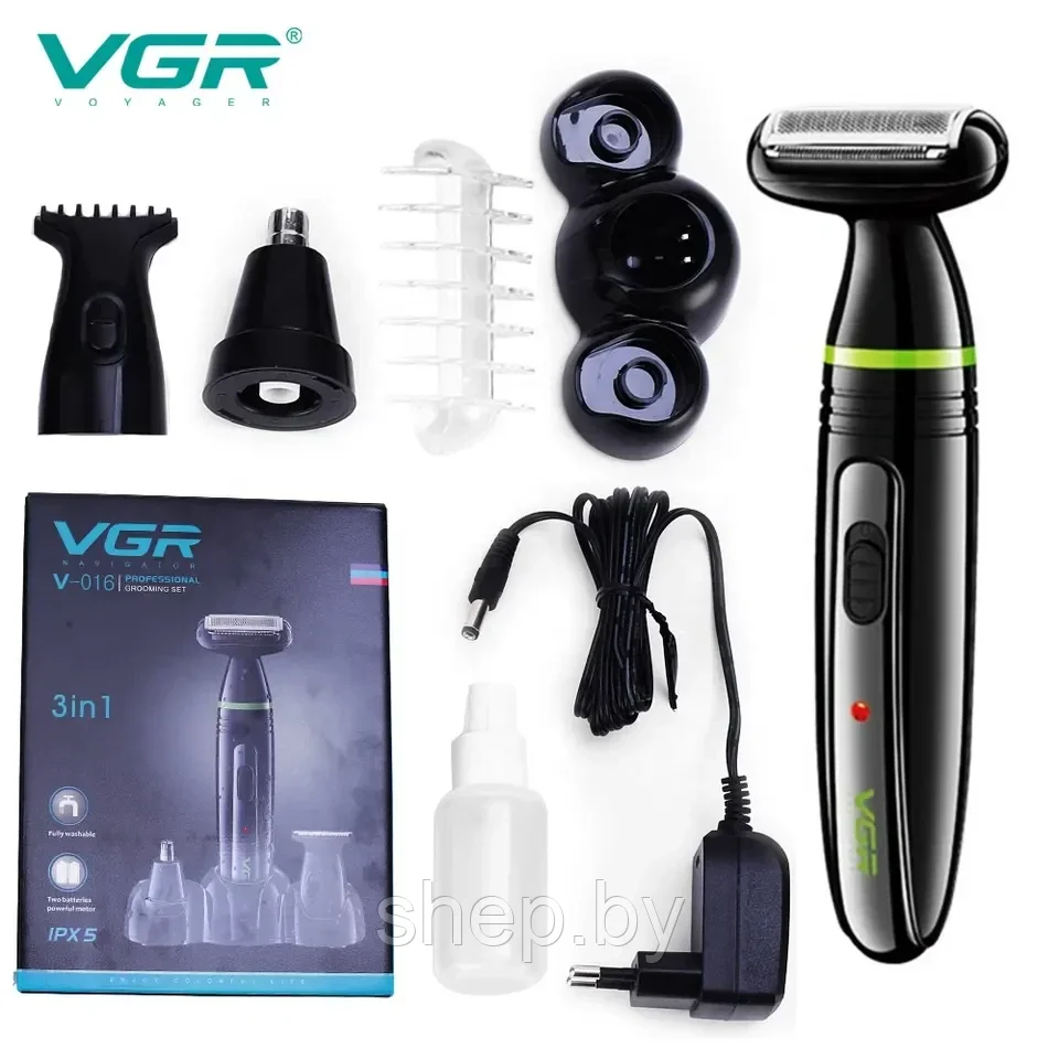 Машинка для стрижки волос VGR V-016 3 в 1 / Триммер для бровей / Триммер для бороды / Триммер для носа - фото 4 - id-p202437314