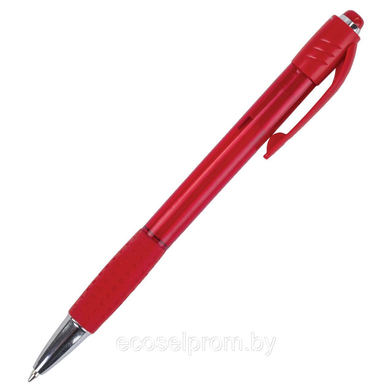 Ручка шариковая автоматическая с грипом BRAUBERG SUPER, СИНЯЯ, корпус красный, узел 0,7 мм, линия письма 0,35 - фото 1 - id-p202463990