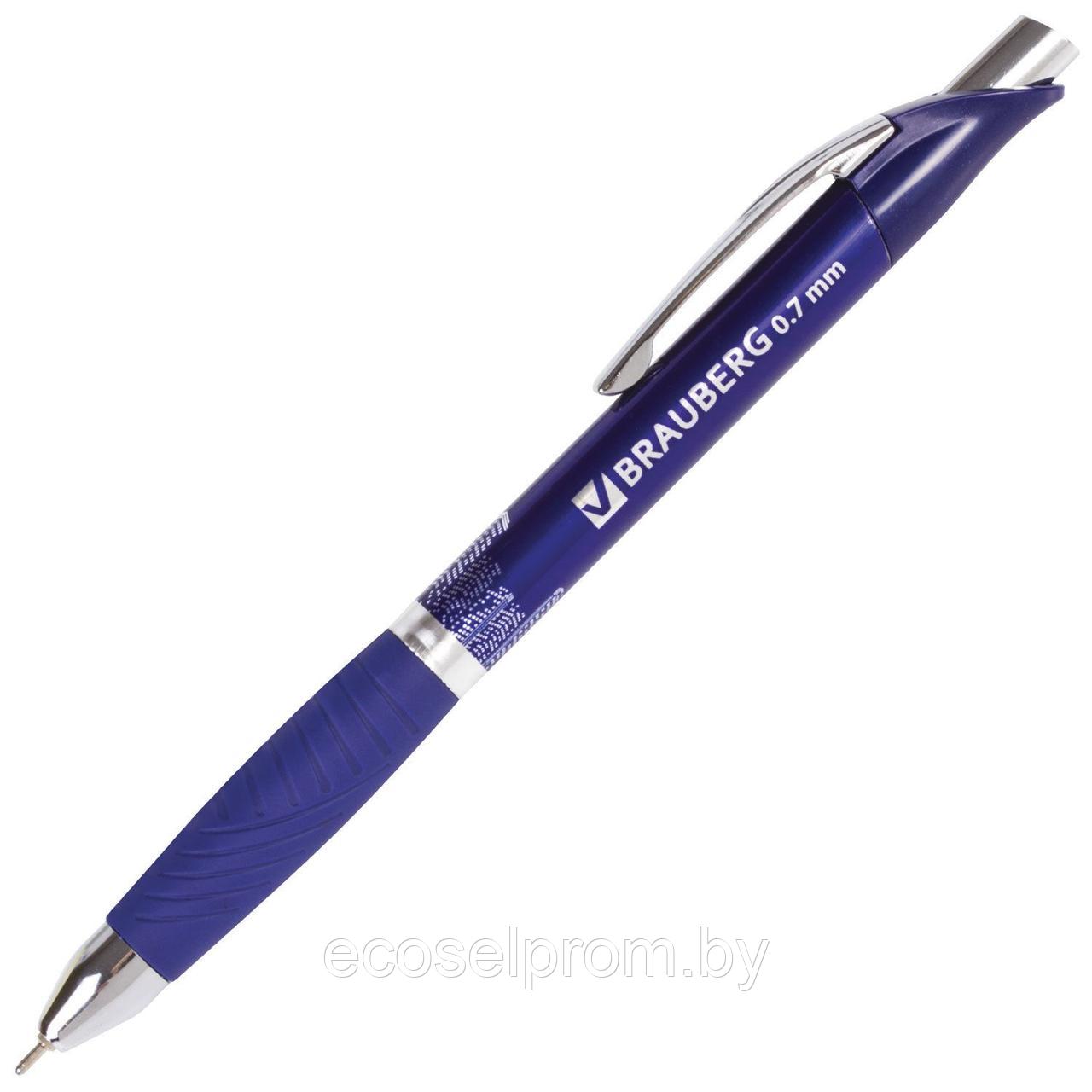 Ручка шариковая масляная автомат. BRAUBERG, 0,7мм, линия 0,35мм, синяя 142692 OBPR112 - фото 1 - id-p202465602