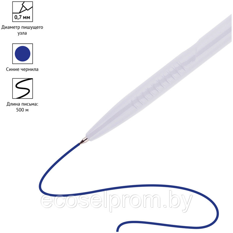 Ручка шариковая автоматическая OfficeSpace "Logo" синяя, 0,7мм, белый корпус, под логотип - фото 2 - id-p202471136