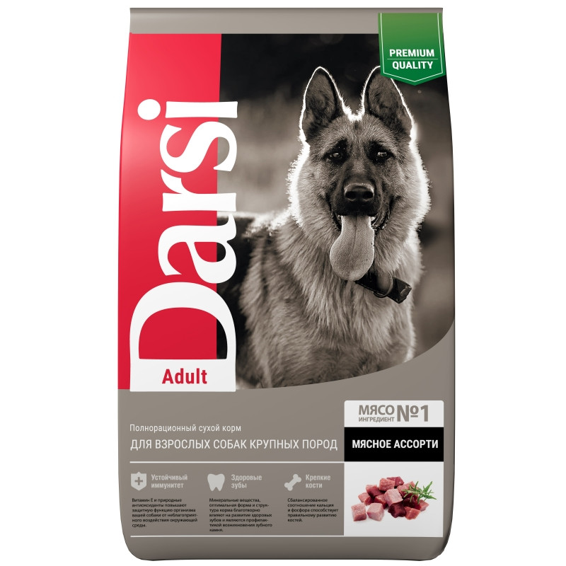 "Darsi" Adult сухой корм для взрослых собак крупных пород (мясное ассорти) 10кг