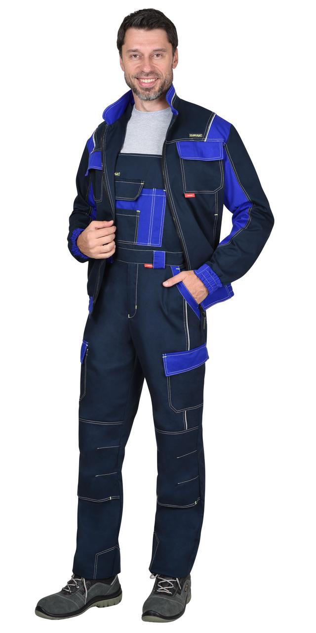 Костюм СИРИУС-КАРАТ-РОСС куртка, полукомбинезон темно-синий с васильковым, 80% х/б, пл. 260 г/кв.м - фото 1 - id-p202471663