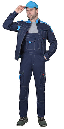 Костюм СИРИУС-ДЖЕТ куртка, полукомбинезон синий с голубым тк. мех. стрейч с ВО, фото 2