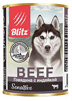 Паштет для собак Blitz Sensitive Dog Pate (говядина, индейка) 400 гр