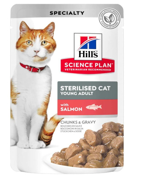 Влажный корм для кошек Hill's Science Plan Sterilised Cat Young Adult (лосось) 85 гр. - фото 1 - id-p202473420