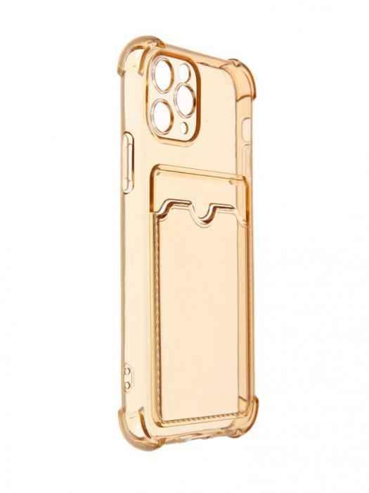 Чехол LuxCase для APPLE iPhone 11 Pro TPU с картхолдером на телефон прозрачный золотистый 63569