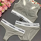 Комплект женского спортивного белья 3в1 Calvin Klein серый / Комплект "ТРОЙКА", фото 2