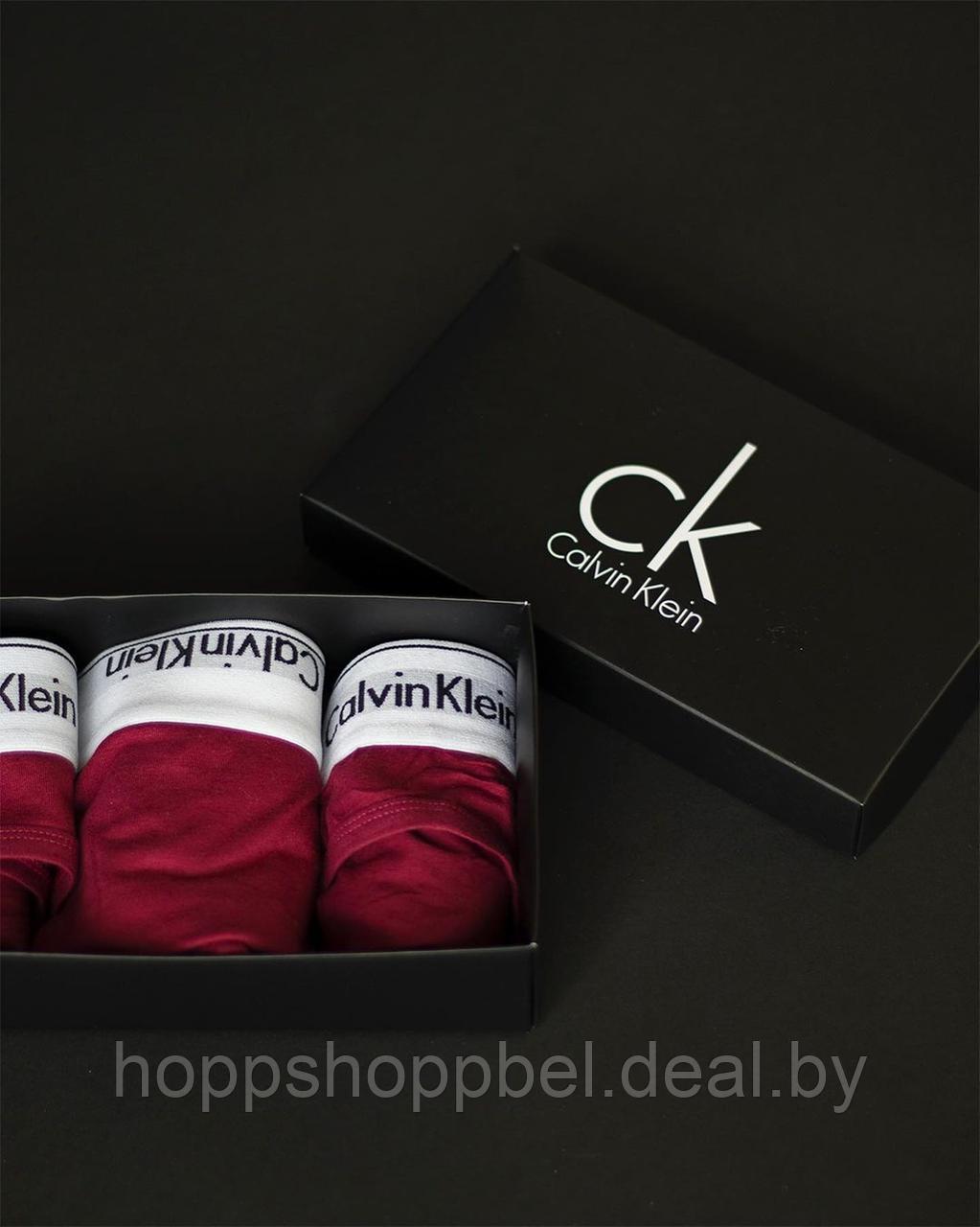 Комплект женского спортивного белья 3 в1 Calvin Klein бордовый / Комплект "ТРОЙКА" - фото 4 - id-p202473965