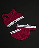 Комплект женского спортивного белья 3 в1 Calvin Klein бордовый / Комплект "ТРОЙКА", фото 5