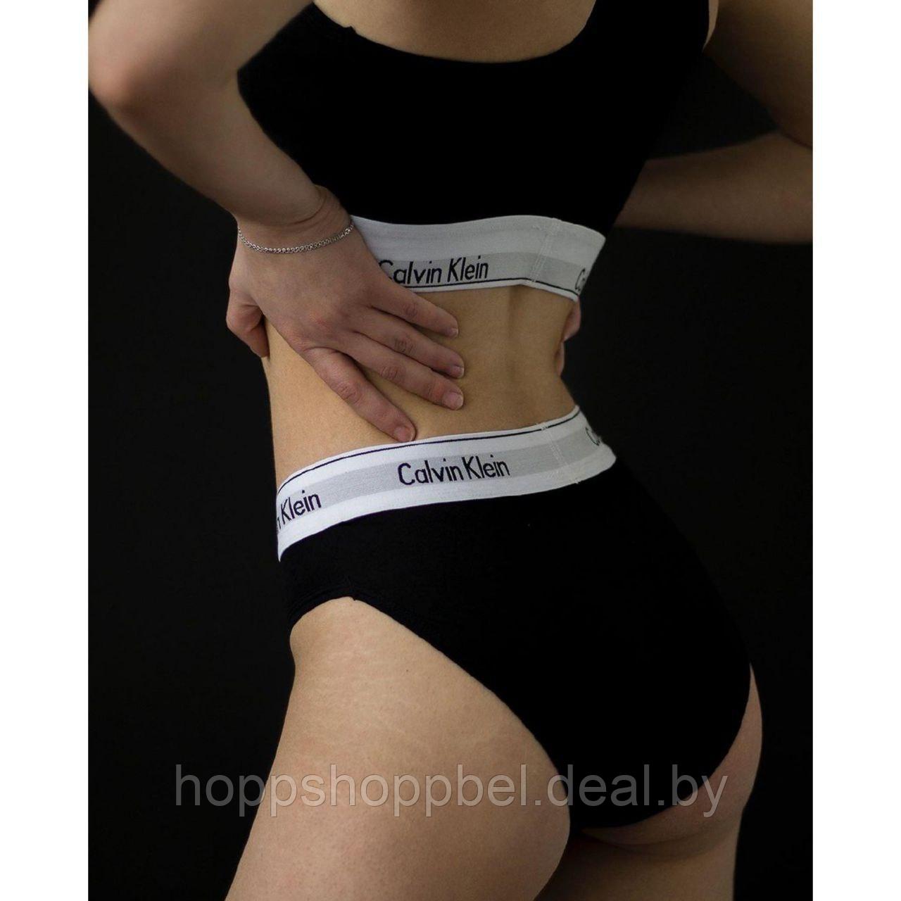 Комплект женского спортивного белья 3в1 Calvin Klein чёрный / Комплект "ТРОЙКА"