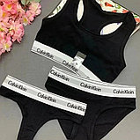 Комплект женского спортивного белья 3в1 Calvin Klein чёрный / Комплект "ТРОЙКА", фото 3