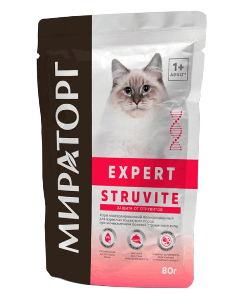 Влажный корм для кошек Мираторг Expert Struvite Cat 80 гр - фото 1 - id-p201447747