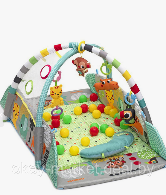 Развивающий коврик Activity Gym с игрушками и складными бортиками - фото 2 - id-p202477781