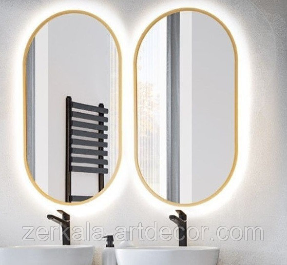 Зеркало овальное(капсульное) "Alba" с парящей подсветкой 400, 900, Золото - фото 3 - id-p202445230