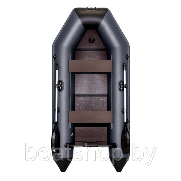 Надувная моторно-килевая лодка Аква 2900 слань-книжка киль графит/черный
