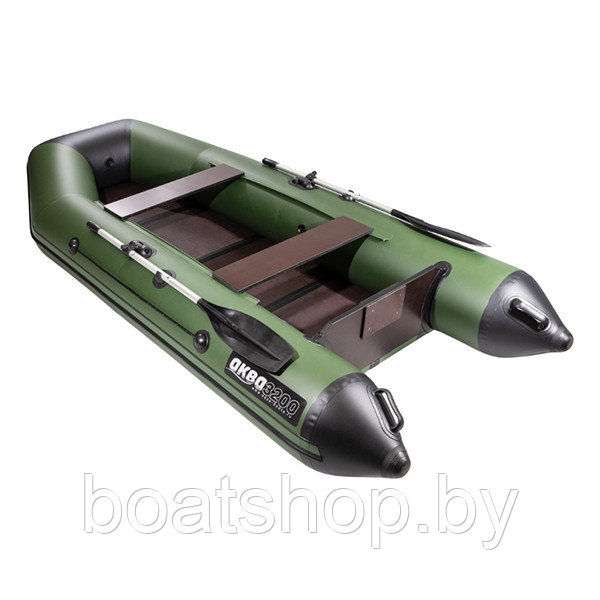 Надувная моторно-килевая лодка Аква 3200 слань-книжка киль зеленый/черный - фото 2 - id-p202517854