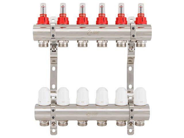 Коллекторная группа AVE777, 6 вых., AV Engineering (Для теплого пола и водоснабжения)
