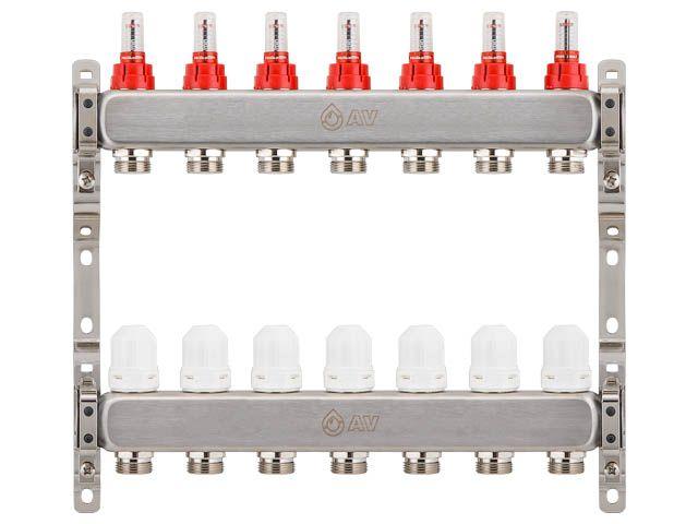 Коллекторная группа AVE136, 7 вых., AV Engineering (Для теплого пола и водоснабжения)