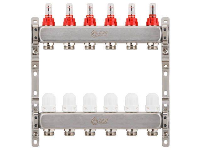 Коллекторная группа AVE136, 6 вых., AV Engineering (Для теплого пола и водоснабжения)
