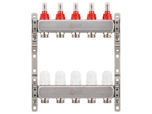 Коллекторная группа AVE136, 5 вых., AV Engineering (Для теплого пола и водоснабжения)