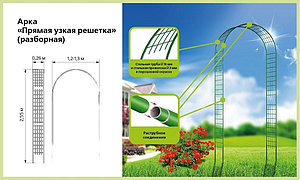 Арка садовая прямая узкая решетка (разборная)  1,2м*2,55м*0,26м