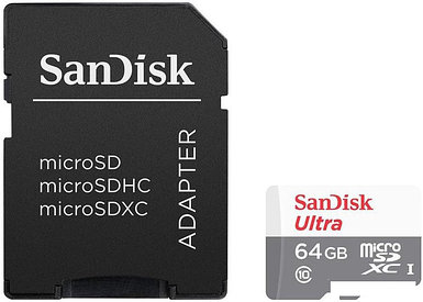 Карта памяти SanDisk Ultra SDSQUNR-064G-GN3MA microSDXC 64GB (с адаптером)