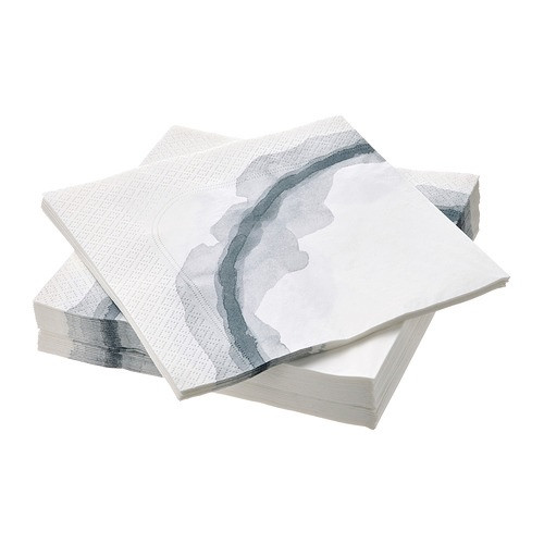 IKEA/  СОММАРФЛОКС салфетка бумажная, 33x33 см, с рисунком серо-синий/белый 30 шт
