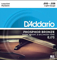 D'Addario EJ73 Комплект струн для мандолины, фосф.бронза, Light, 10-38