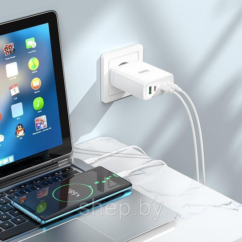 Сетевое зарядное устройство Hoco N31 (3 USB Type-C PD100W +USB QC3.0+кабель Type-C - Type-C) цвет: белый - фото 5 - id-p202592131