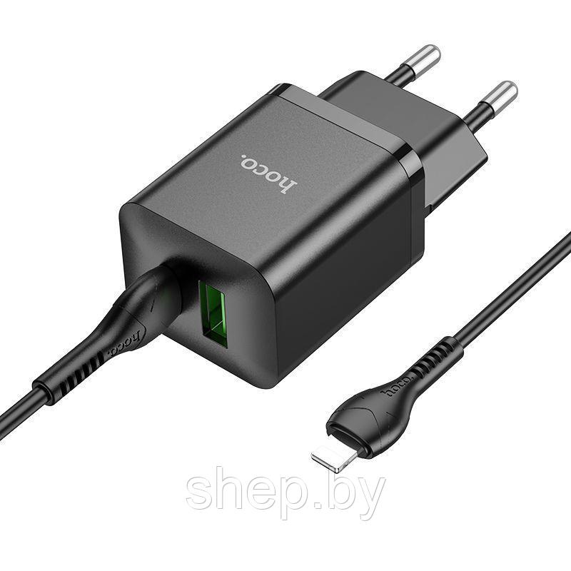 Сетевое зарядное устройство Hoco N28 (USB QC3.0 +USB-C+кабель Type-C - Light) цвет: черный - фото 2 - id-p202592267
