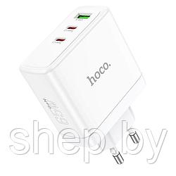 Сетевое зарядное устройство Hoco N30 (2 USB Type-C PD65W +USB QC3.0) цвет: белый