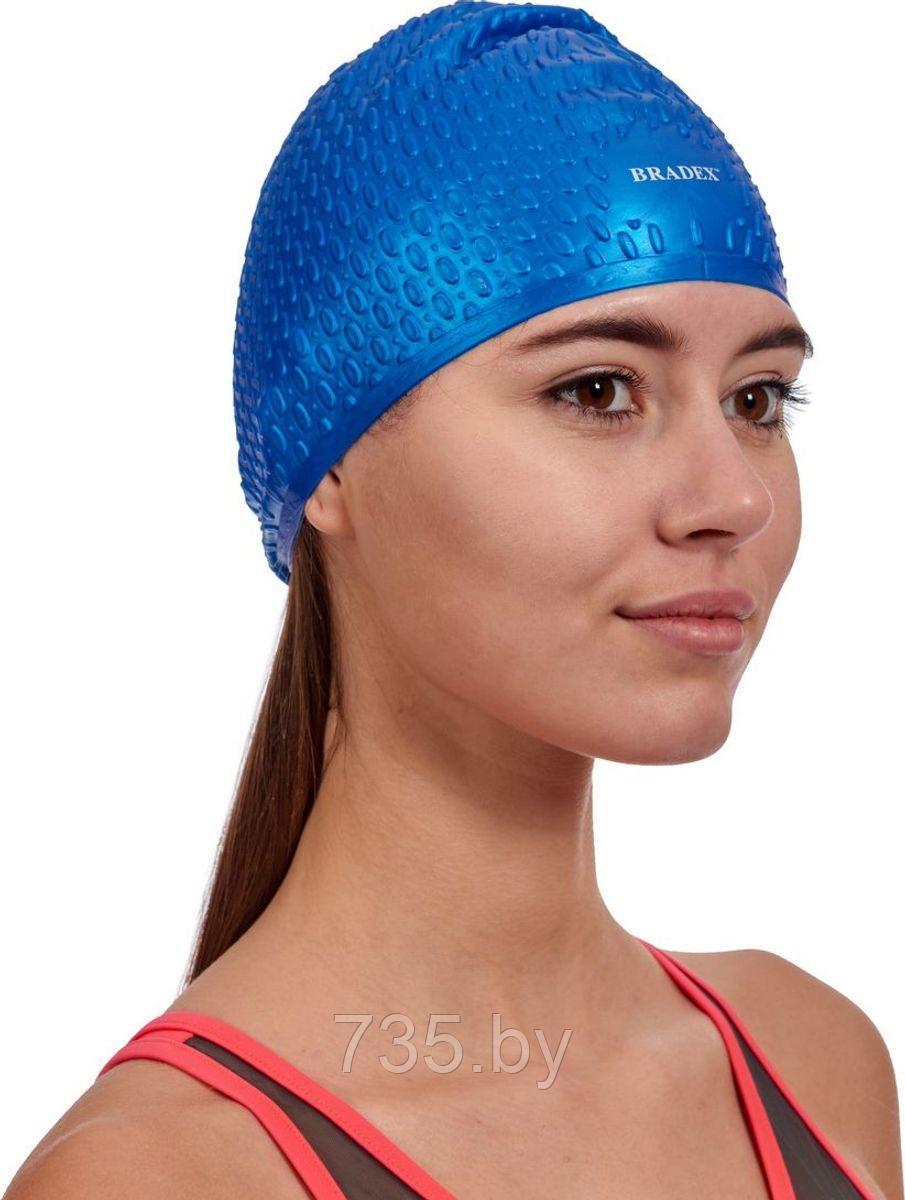 Шапочка для плавания силиконовая, бабл, синий - фото 3 - id-p202592628
