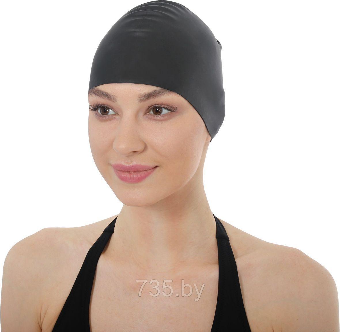 Шапочка для плавания силиконовая для длинных волос, черный - фото 10 - id-p202592630