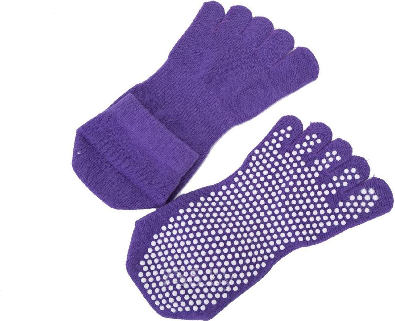 Носки противоскользящие для занятий йогой закрытые, фиолетовые - фото 1 - id-p202592567