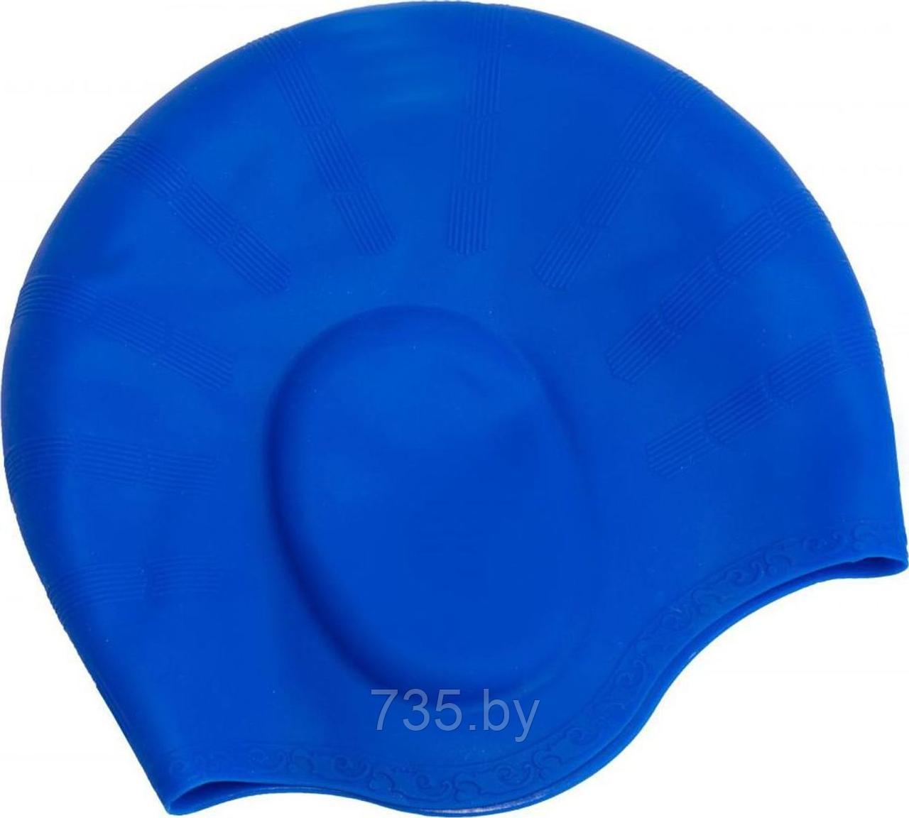 Шапочка для плавания силиконовая с выемками для ушей (синий) - фото 3 - id-p202592570