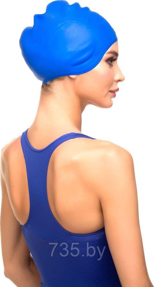 Шапочка для плавания силиконовая с выемками для ушей (синий) - фото 4 - id-p202592570