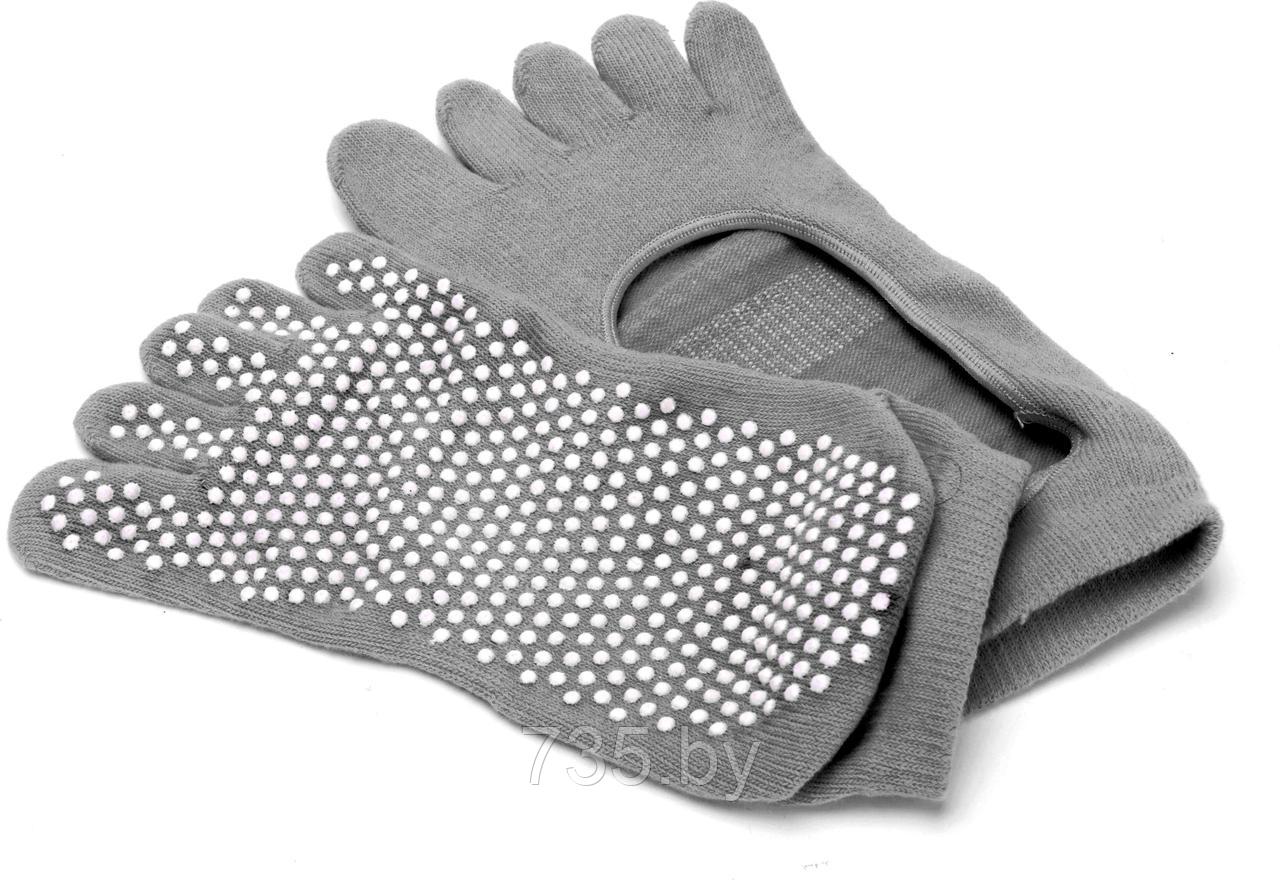 Носки противоскользящие для занятий йогой открытые, серые - фото 1 - id-p194222144
