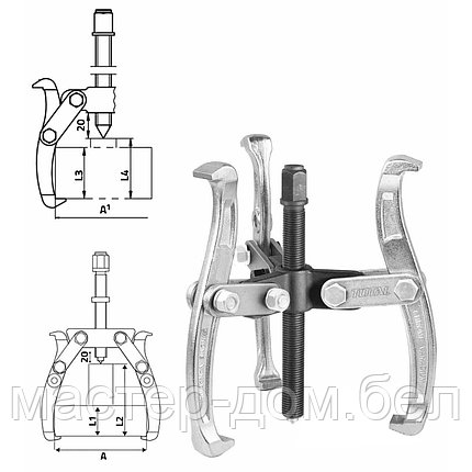 Съемник подшипников 3-зажимной 3 " TOTAL THTGP336, фото 2