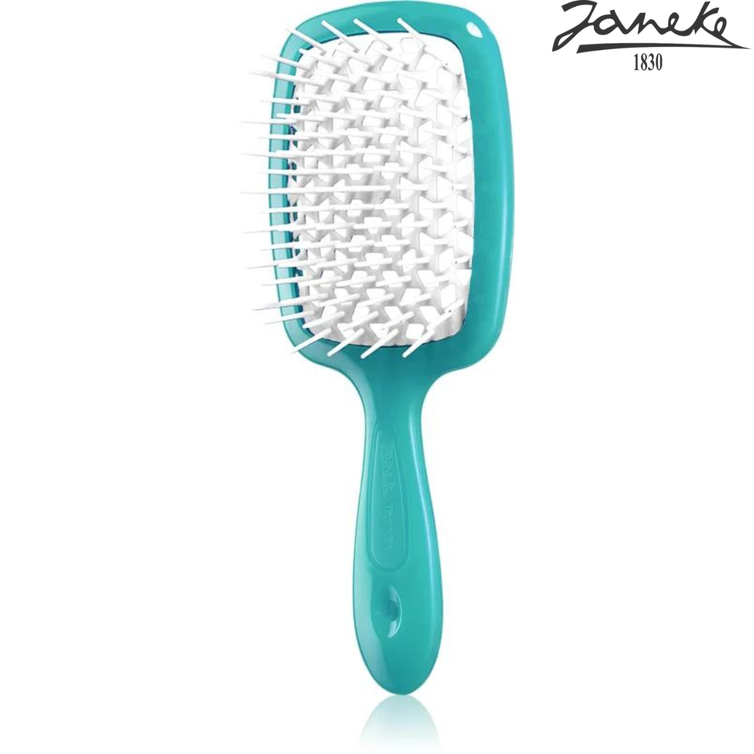Расческа массажная Janeke Superbrush Turquoise Бирюзовая с белым